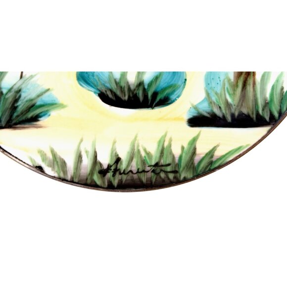 Signed Japanese Scenic Saucer Hand-Painted Landscape 1920s-40s Porcelain - Picture 3 of 5